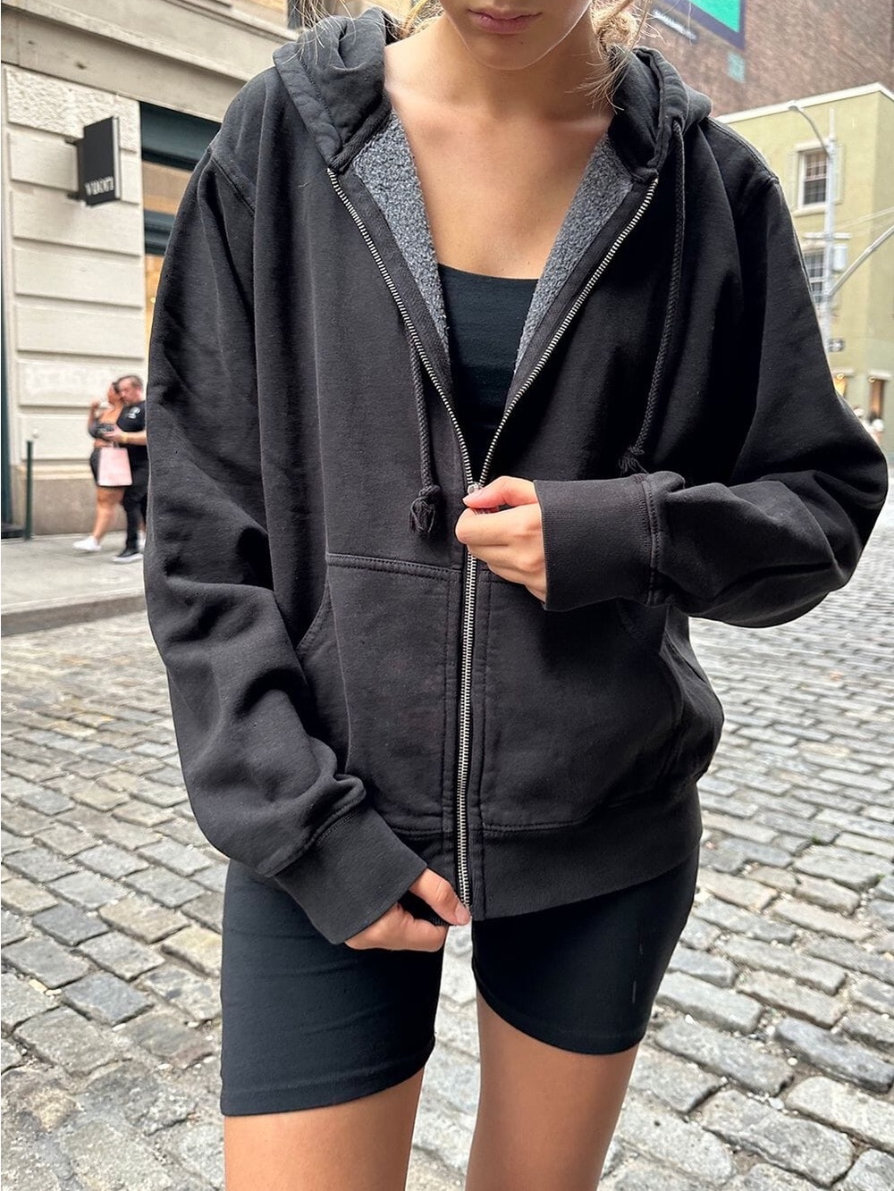 Brandy Melville Black Zip-Up Hoodie